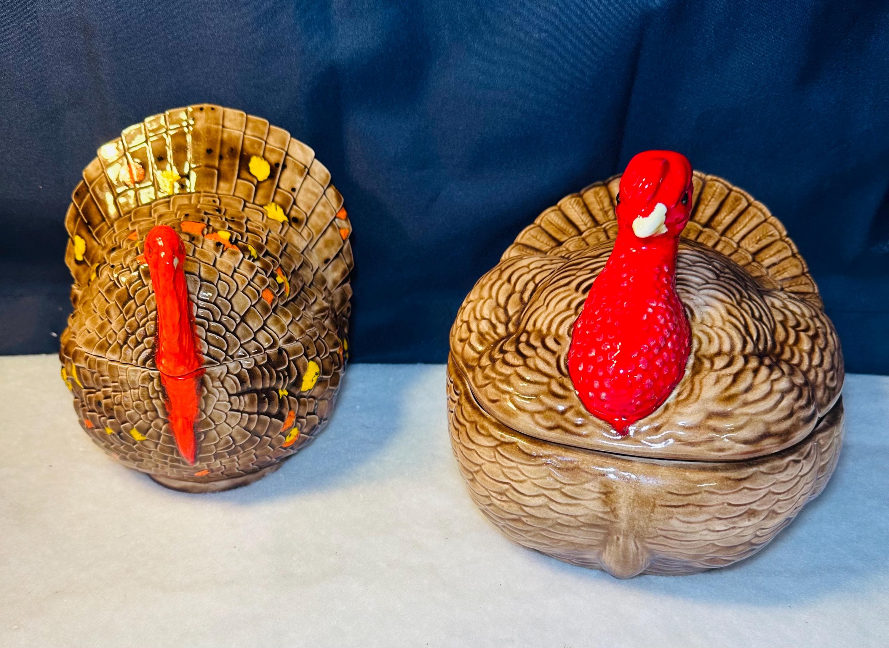七面鳥の蓋付き皿、ヴィンテージ七面鳥の蓋付き皿、大皿または小皿、お