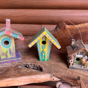 Wooden Bird Houses- Hand Painted Colorful Bird House