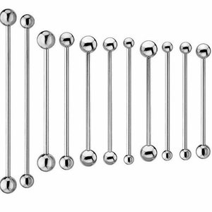 Basic Industrial Silver Surgical Steel Barbell 16 gauge.  NEW .40” - 1.5”