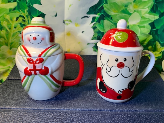 Weihnachtsbecher mit Deckel: Keramik Weihnachtsbecher Urlaub Geschenk und Dekor