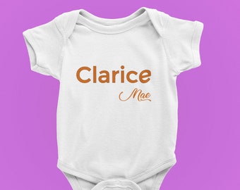 Baby Name Personalized Onesie® - Custom Baby Name Onesie® - Unique Unisex Baby Name Personalized Clothes - Baby Shower Gift Bodysuit - Baby