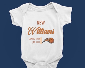Pregnancy Announcement Onesie® - Personalized Basketball New Baby Onesie® - Personalized Pregnancy Reveal Baby Clothes - Cute Baby Bodysuit