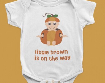 Pregnancy Announcement Personalized Baby Onesie® - Custom Baby Clothes - Pregnancy Reveal Baby Outfit - New Cute Little Pumpkin Baby Onesie®