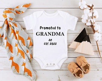 Promoted to Grandma Pregnancy Announcement Baby Onesie® - Customized Baby Onesie® - Pregnancy Reveal Baby Onesie® - Cute New Baby Bodysuit