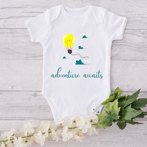 Adventure Awaits Baby Onesie® - Cute Hot Air Balloon Adventure Baby Clothes - Baby Shower Gift Bodysuit - Unique Baby Gift Adventure Outfit