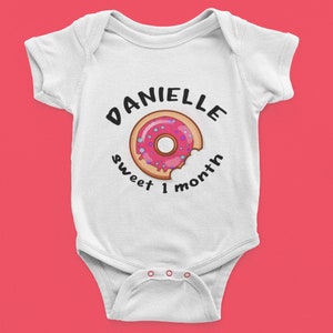 Personalized Baby Name and Months Old Onesie® - Custom Baby Name Onesie® - Little Doughnut Baby Name Clothes - Cute Baby Gift Clothes - Baby