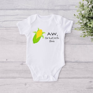 Funny Aw, Shucks Personalized Baby Onesie® - Custom Baby Shower Gift Onesie® - Newborn Customized Baby Onesie® - Funny Corn Baby Bodysuit