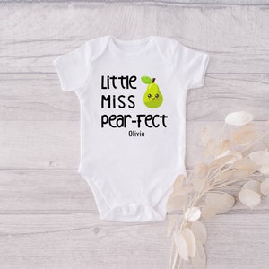 Little Pear-fect Personalized Onesie® - Custom Baby Shower Gift Onesie® - Newborn Customized Baby Onesie® - Funny Pear Fruit Baby Bodysuit