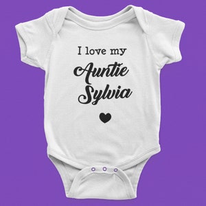 Cute Personalized Auntie Name Baby Onesie® - Custom Baby Onesie® - Baby Shower Gift from Auntie - Baby Love Auntie Onesie® - Custom Bodysuit