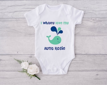 I Whaley Love My Aunt Personalized Baby Onesie® - Customized Aunt Name Baby Onesie® - Cute Aunt Baby Shower or Birthday Gift - Love Auntie