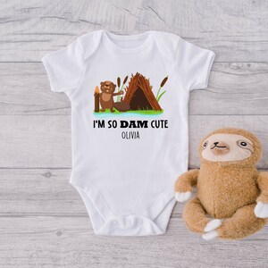 I&#39;m Damn Cute Personalized Baby Onesie® - Custom Baby Shower Gift Onesie® - Newborn Customized Baby Onesie® - Funny Lil Otter Baby Bodysuit