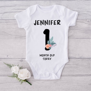 Personalized Baby Name Birthday Baby Onesie® - Customized Baby Onesie® - Baby Birthday Gift or Outfit - Unique Custom Text Bodysuit Birthday