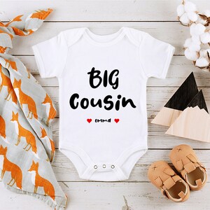 Personalized Big Cousin Name Baby Onesie® - Custom Big Cousin Bodysuit - Cute Personalized Baby Name Onesie® - New Baby Cousin - Baby Outfit