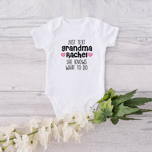 Just Text Grandma Personalized Onesie® - Custom Baby Shower Gift Onesie® - Newborn Customized Baby Onesie® - Funny Grandma Baby Bodysuit