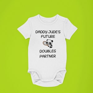 Personalized Daddys Name Future Doubles Partner Baby Onesie® - Custom Daddys Name Baby Onesie - Cute Baby Birthday Outfit - Baby Shower Gift