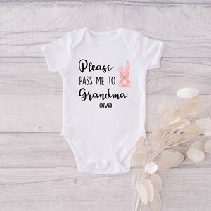 Cute Pass to Grandma Personalized Onesie® - Custom Baby Shower Gift Onesie® - Newborn Customized Baby Onesie® - Grandma Loves Baby Bodysuit