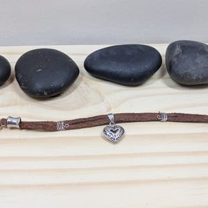Sweetheart bracelet, Great gift  Silver Heart bracelet, hand made leather cuff with a stainless steel toggle clasp and stainless steel beads