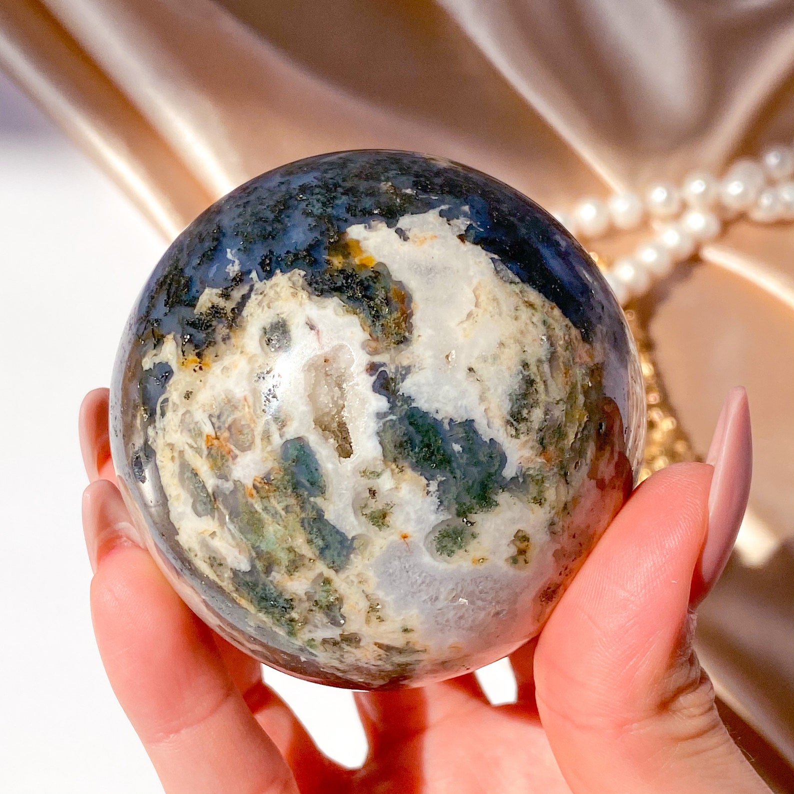 DRUZY MOSS AGATE Sphere Druzy Agate Sphere Druzy Quartz Sphere | Etsy