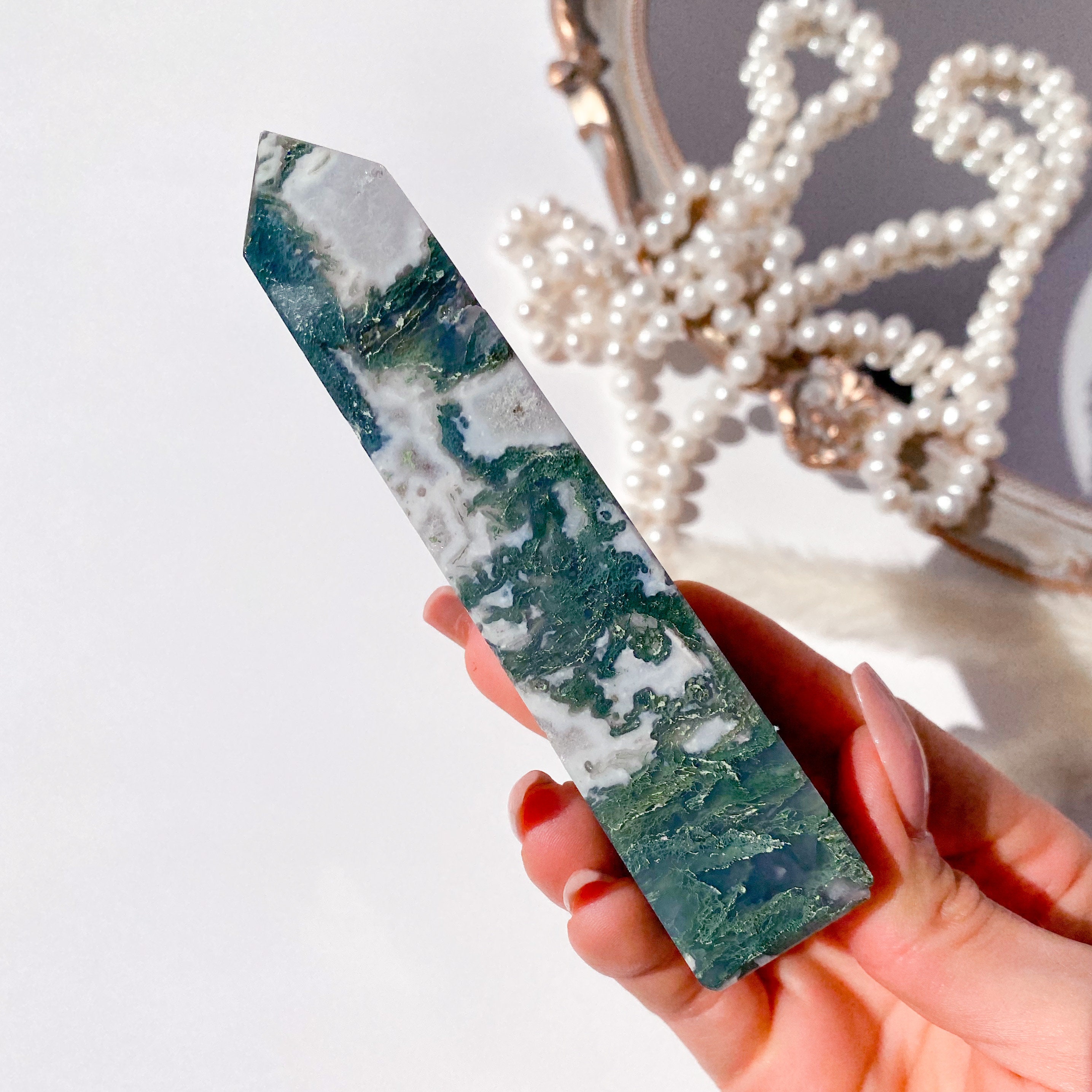 DRUZY Quartz Moss Agate Tower Point Druzy Agate Tower Moss | Etsy