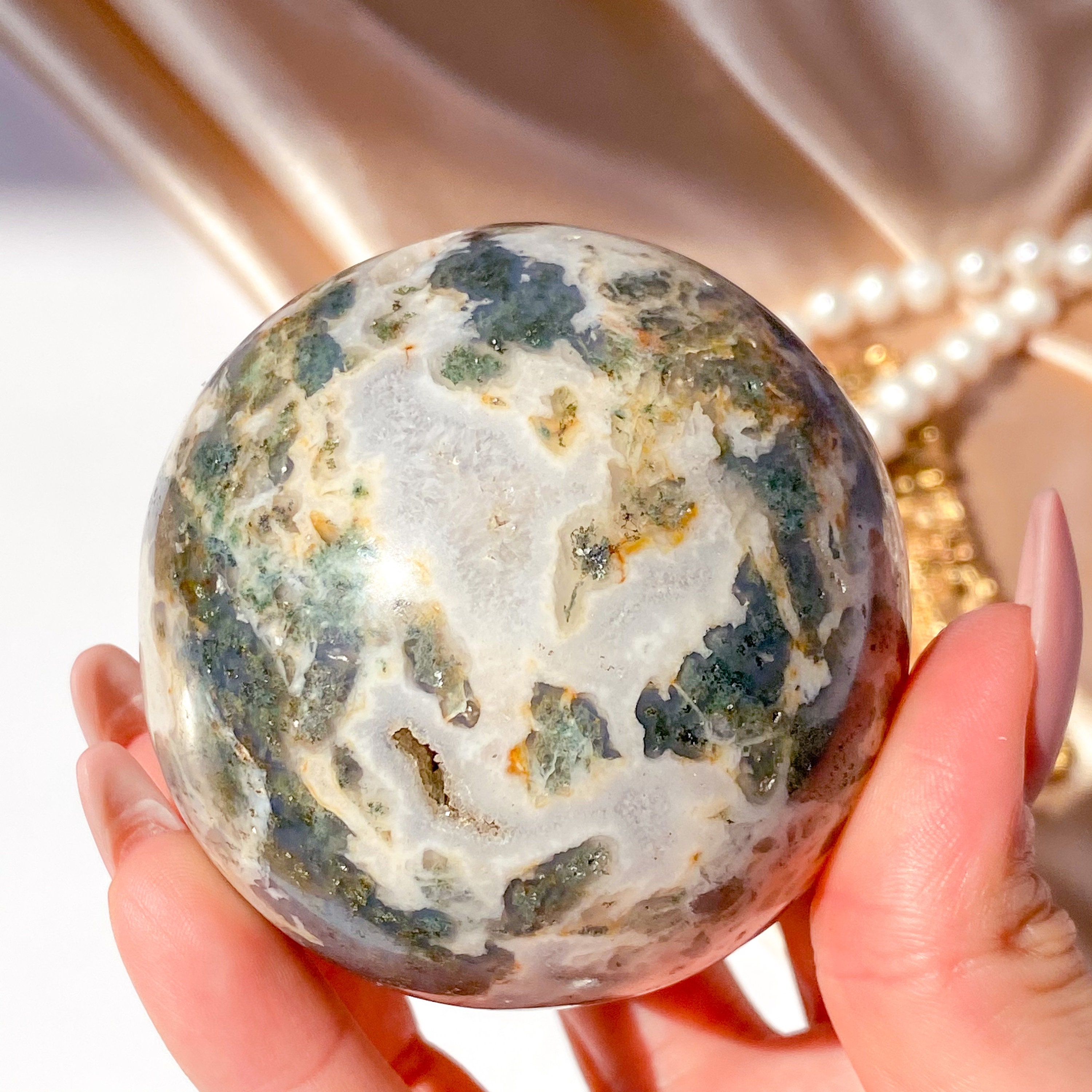 DRUZY MOSS AGATE Sphere Druzy Agate Sphere Druzy Quartz Sphere | Etsy