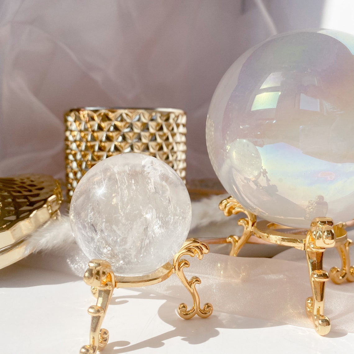Crystal Sphere Stand Crystal Stand Display Stand Gold Etsy