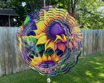 Sunflower Wind Spinner, Hanging Bright Colored Summer Flower Wind Sun Catcher, Sunflower Windmill Gifts, Sunflower Garden Art