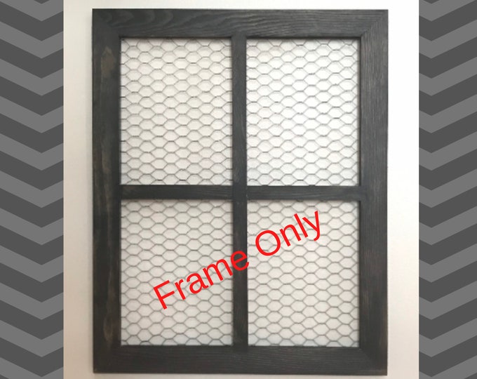 Window Frame, Chicken Wire Decor, Farmhouse Wall Decor, Chicken Wire