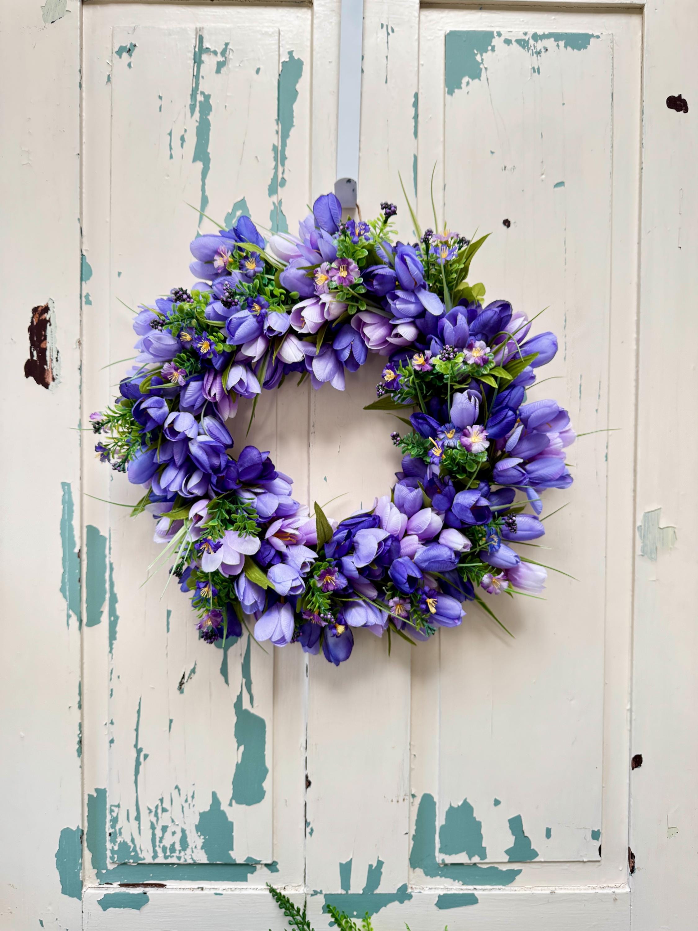 Purple Tulip Wreath, Large Spring Wreath for Front Door, Bouquet