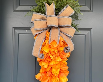 Tulip Carrot Swag Wreath, Easter Tulip Door Hanger, Easter Spring Carrot Mantel Decoration, Spring Easte Kitchen Decor, Spring Front Door
