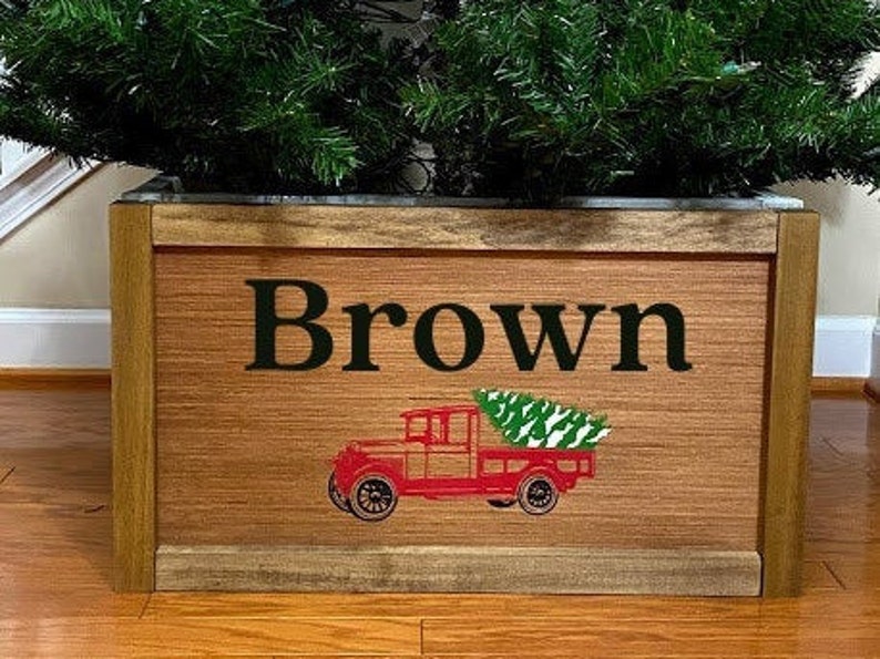 Personalized Wood Christmas Tree Collar Box Collapsible Red Etsy