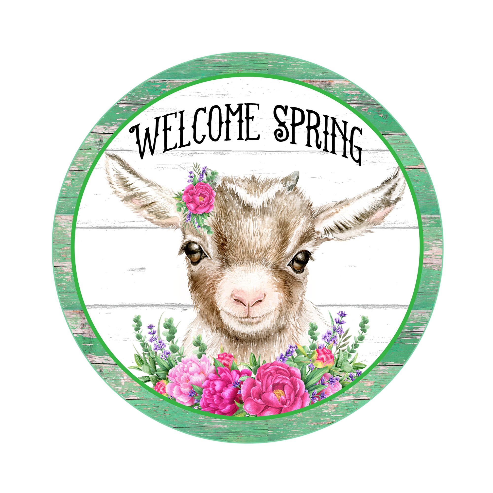 Spring Wreath Attachment Baby Goat Décor Hello Spring Farmhouse Welcome ...