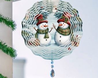 Snowman Wind Spinner, WInter Hanging Wind Sun Catcher, Snowman Garden Gifts, Snowman Garden Art, Spinning Winter Outdoor Decoration