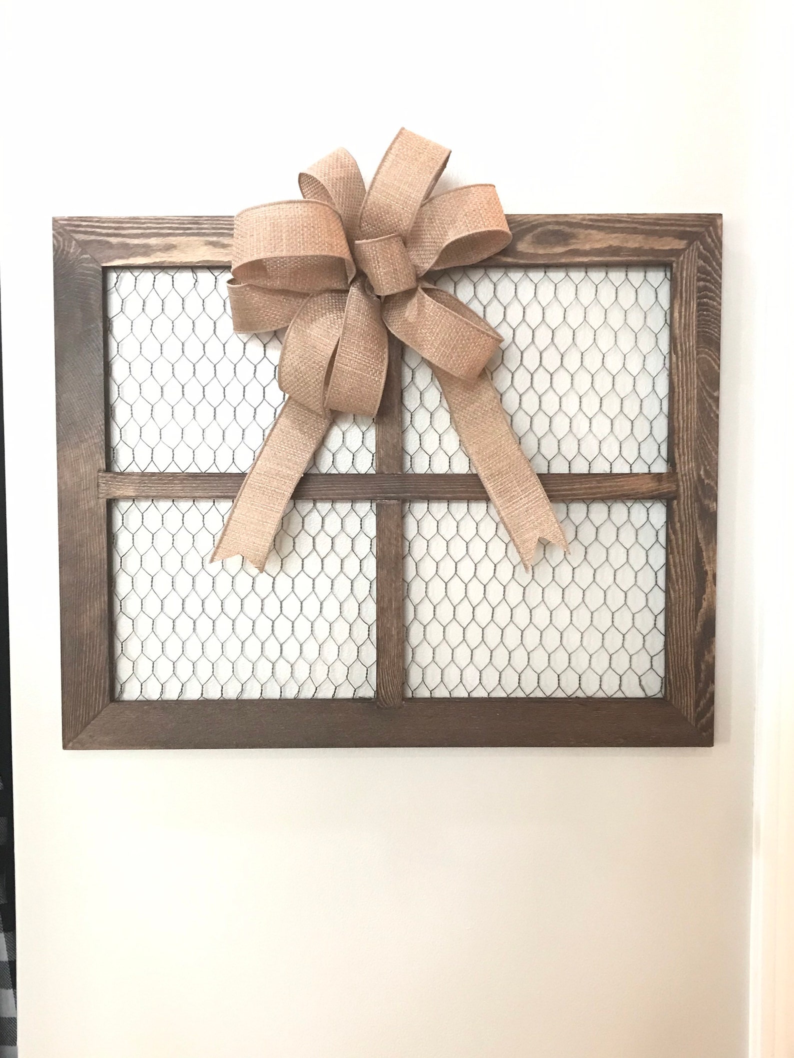 Window Frame Chicken Wire Decor Farmhouse Wall Decor Etsy