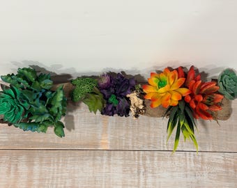 Succulent Driftwood Arrangement, Faux Succulent Centerpiece, Rustic Wood Table Decor, Modern Boho Home Accent, Coastal Farmhouse Decor