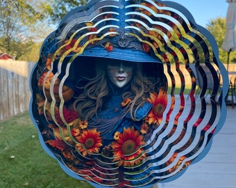 Halloween Witch Wind Spinner, Spooky Porch Wind Catcher, Fall Hanging Outdoor Witch Decoration. Garden Porch Decor Gifts