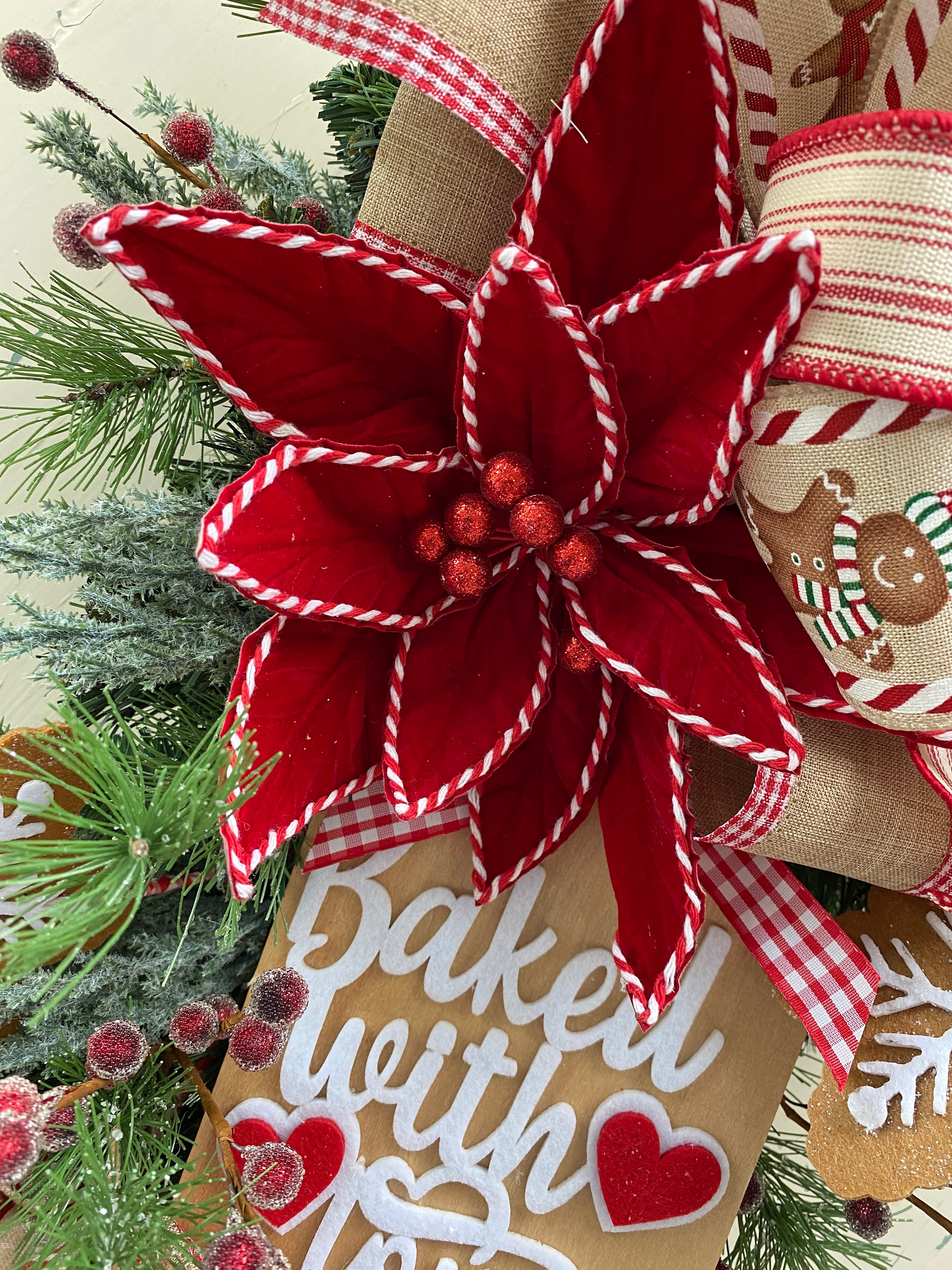 Gingerbread Cookie Christmas Teardrop Swag Wreath for Front Door ...