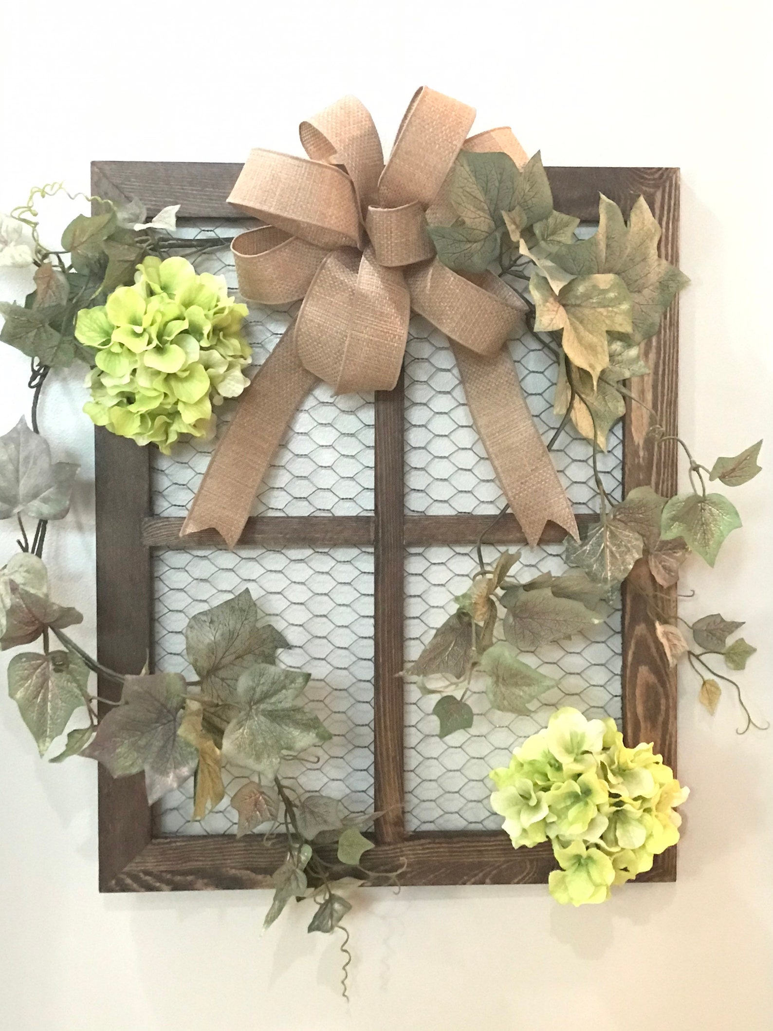 Window Frame Chicken Wire Decor Farmhouse Wall Decor Etsy