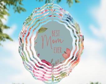 Best Mom Ever Pastel Floral Wind Spinner, Mothers Day Gift Flower Wind Sun Catcher, Gardener Gift, Garden Lover Gift