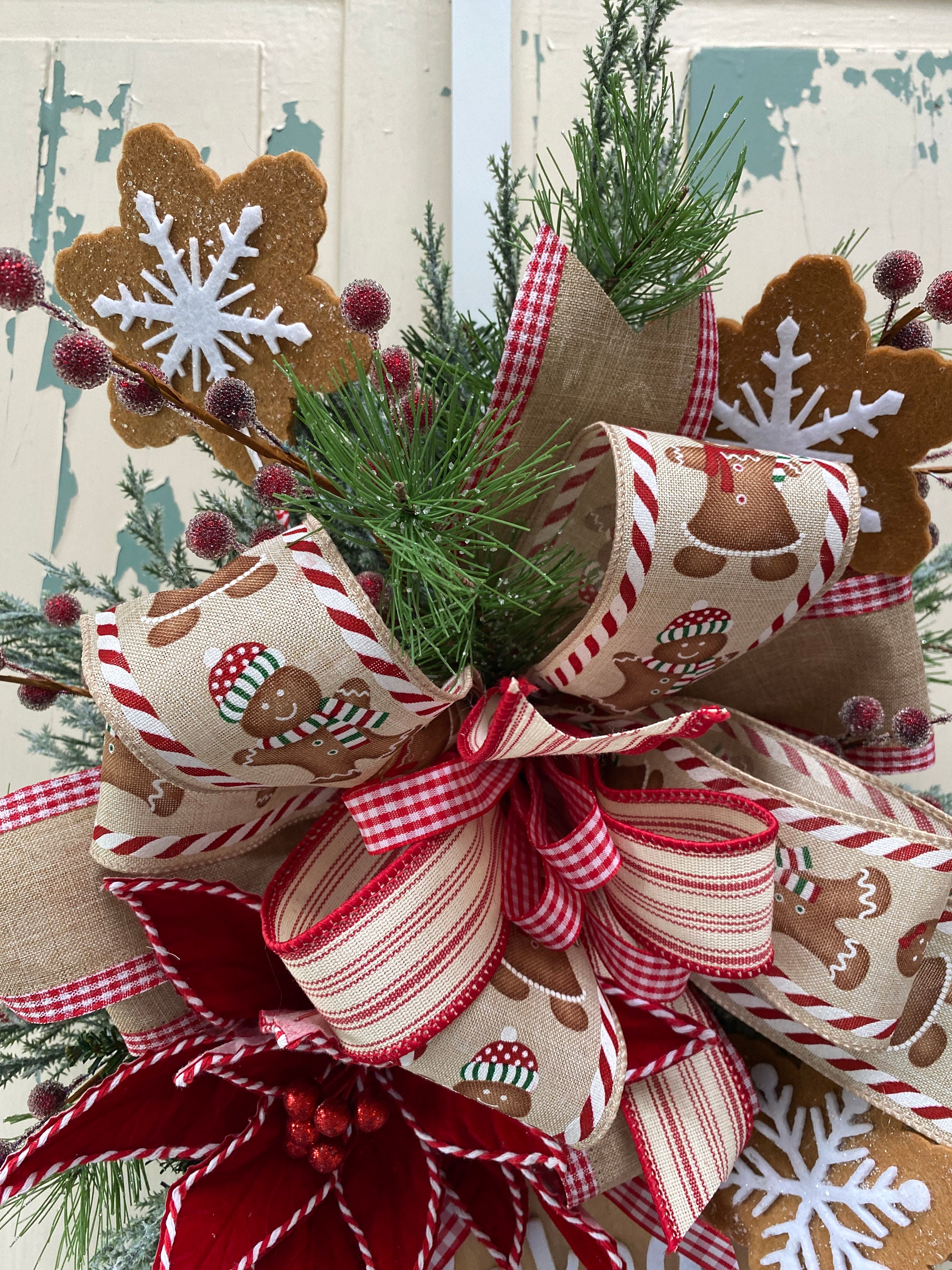 Gingerbread Cookie Christmas Teardrop Swag Wreath for Front Door ...