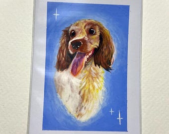 Hand Painted Mini Pet Portraits - Gouache Painting, wallet sized, bookmark