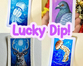 Mini artwork lucky dip! - Original Gouache Animal Paintings, surprise pick