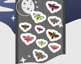 Hawk Moth Sticker Sheet – 10 Glossy Die-Cut Insect Decals by Avery Healing