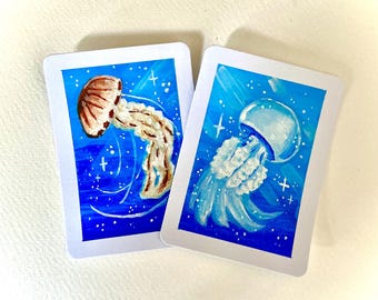Jellyfish ACEO Original Painting - Miniature Gouache Artwork