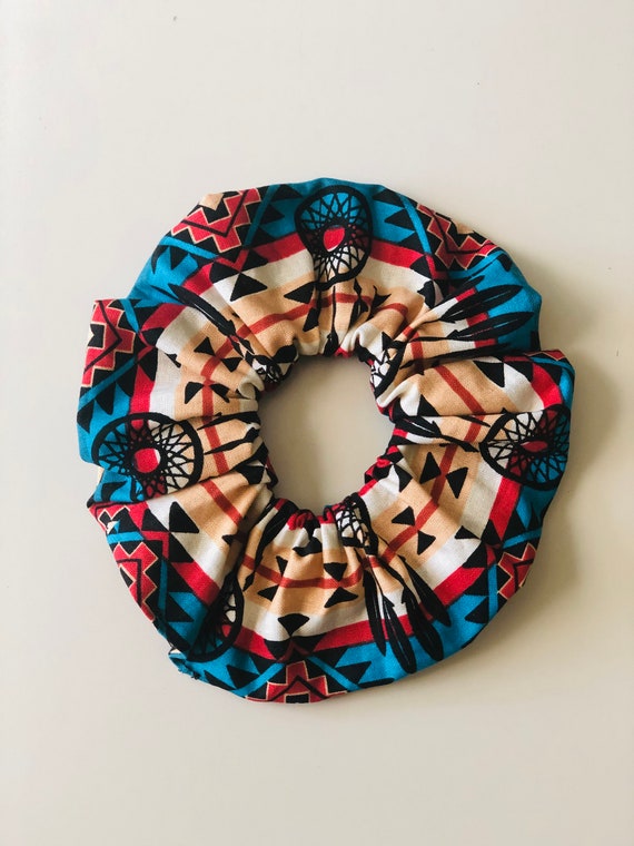 Native Blue Dream Catcher Hair Scrunchie Hair Tie Gentle Etsy