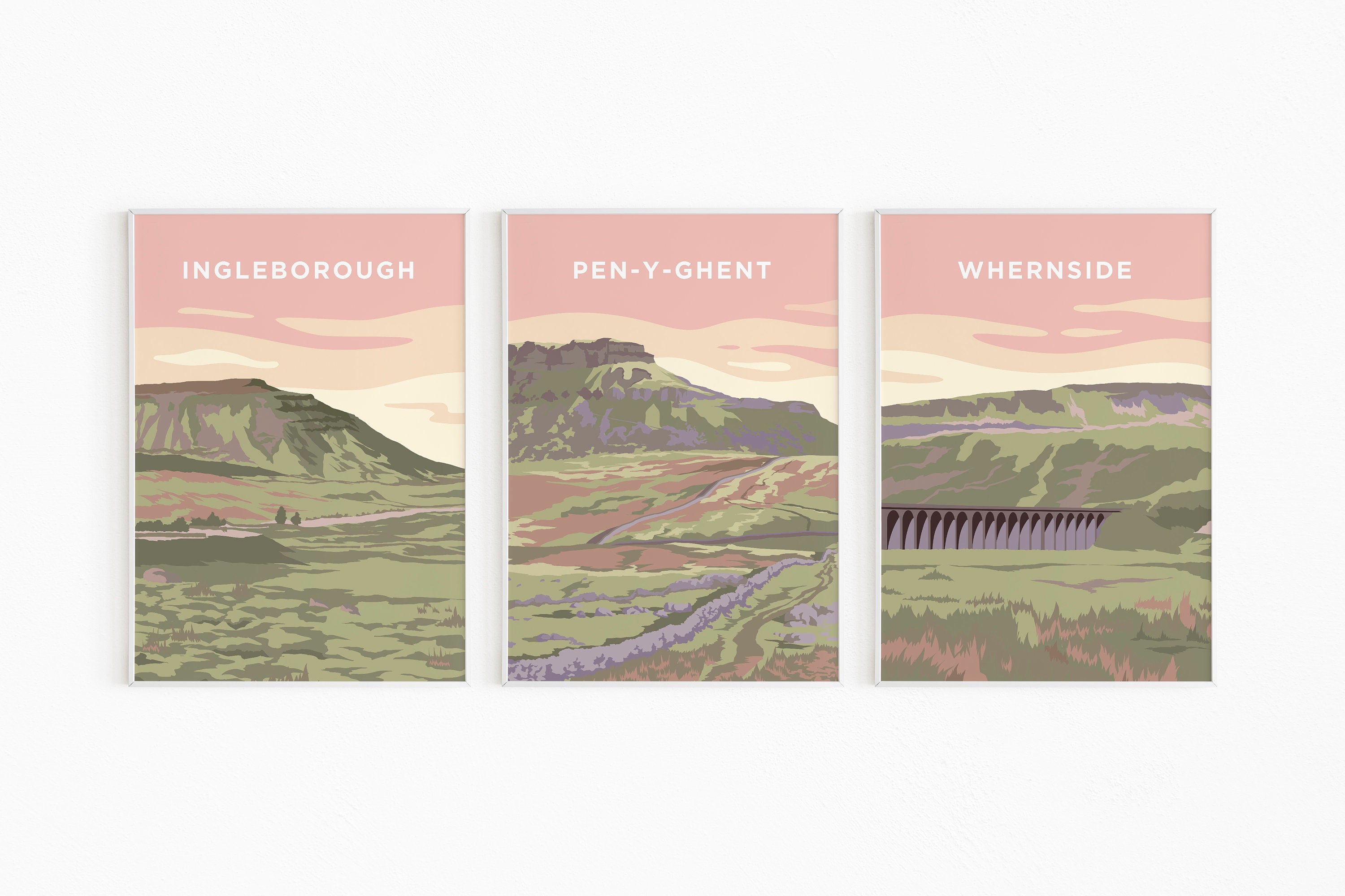 Yorkshire Three Peaks Print Set Set of 3 Prints Yorkshire Etsy UK