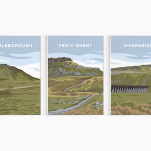 Yorkshire Three Peaks Print Set - Set of 3 Prints - Yorkshire Dales Poster