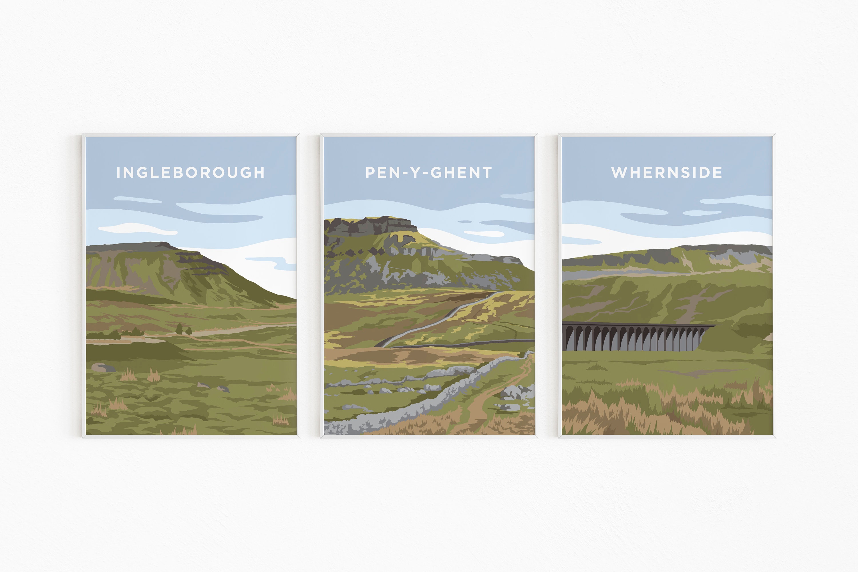 Yorkshire Three Peaks Print Set Set of 3 Prints Yorkshire Etsy UK