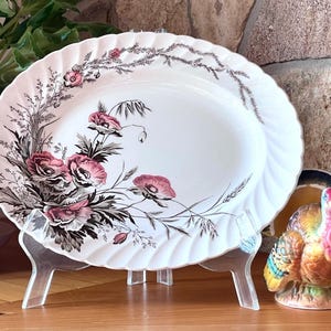 Clarice Cliff Harvest Serving Platter, Autumn Floral Dinnerware, Original 1940s Vintage Transferware Made in England A.J. Wilkinson Ltd.