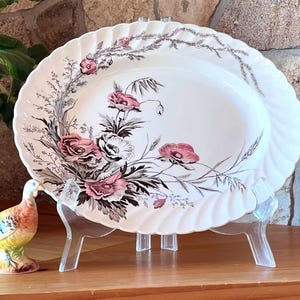 Clarice Cliff Harvest Serving Platter, Autumn Floral Dinnerware, 1940s Original Vintage Transferware Made in England, A.J. Wilkinson Ltd.
