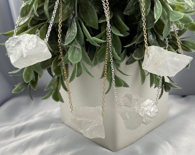 Chunky Clear Quartz Crystal Chain Necklace